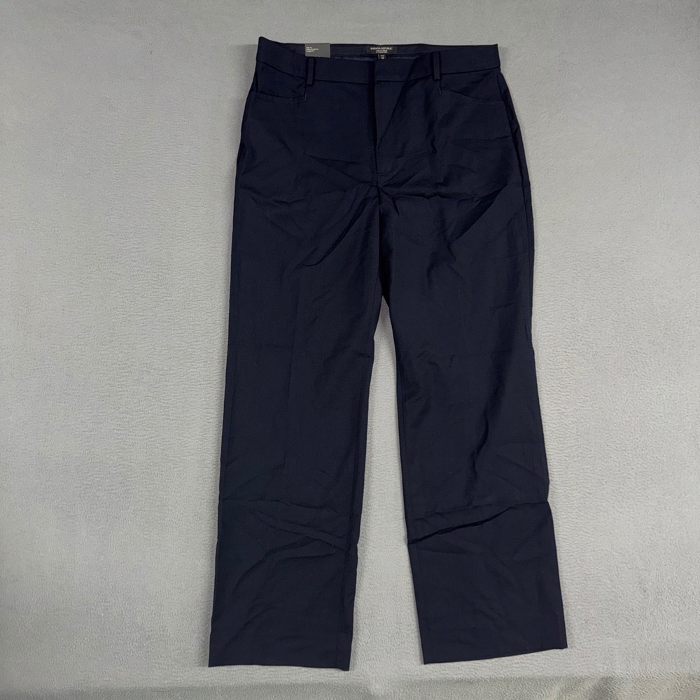 Banana Republic Dress Pants Womens 14P Blue Straight High Rise Italian Wool NWT